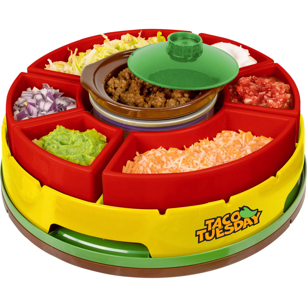 Nostalgia Electrics Lazy Susan Taco Bar, Red