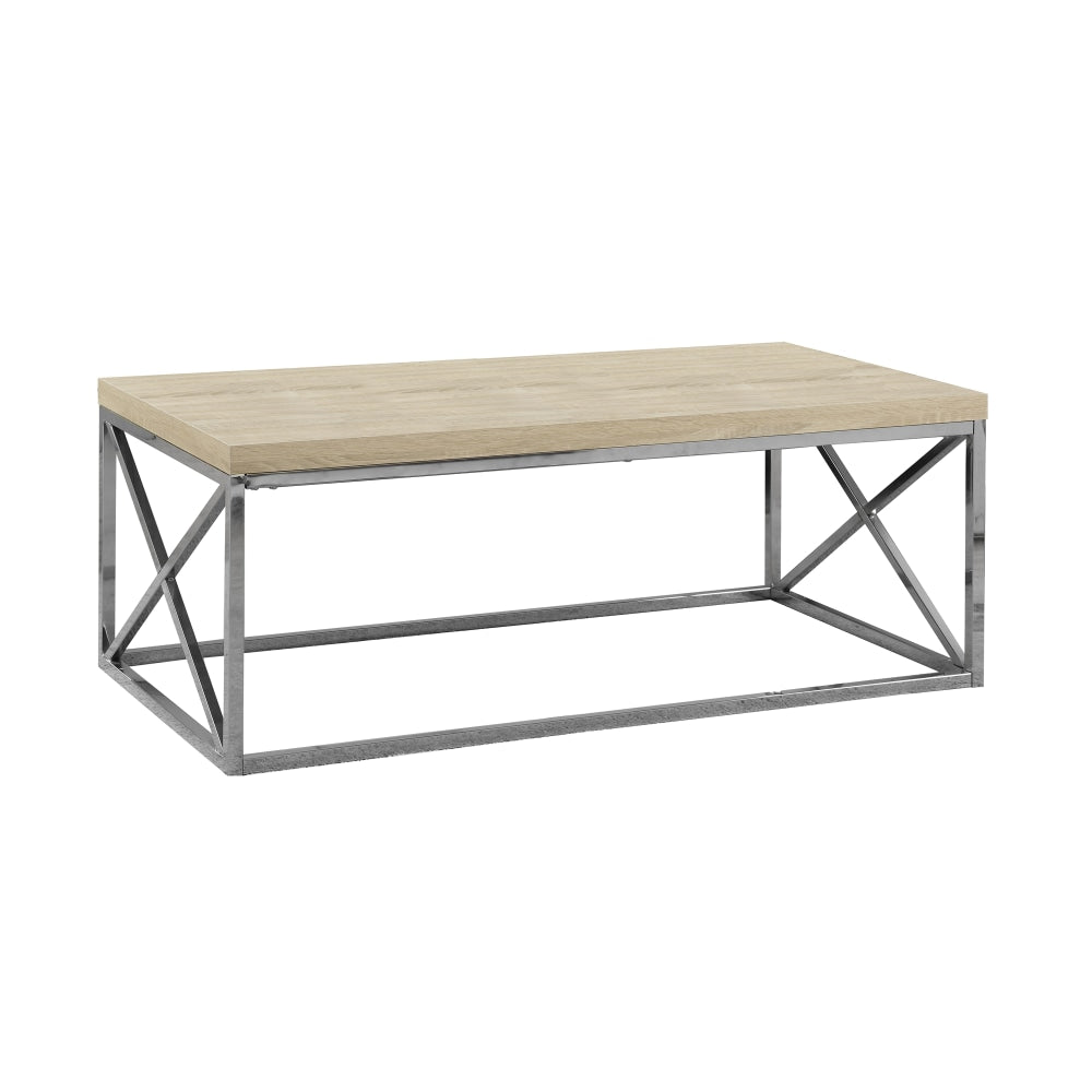Monarch Specialties Nathan Coffee Table, 17inH x 44inW x 22inD, Beech