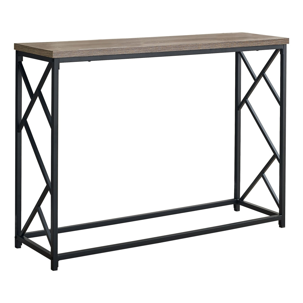 Monarch Specialties Bret Console Accent Table, 32inH x 44inW x 13-3/4in, Taupe/Black
