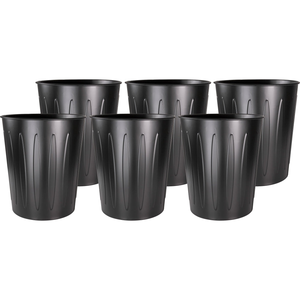 Genuine Joe 6-gallon Fire-safe Trash Can - 6 gal Capacity - Fire-Safe, Sturdy - 14in Height x 13in Diameter - Metal, Steel - Black - 6 / Carton