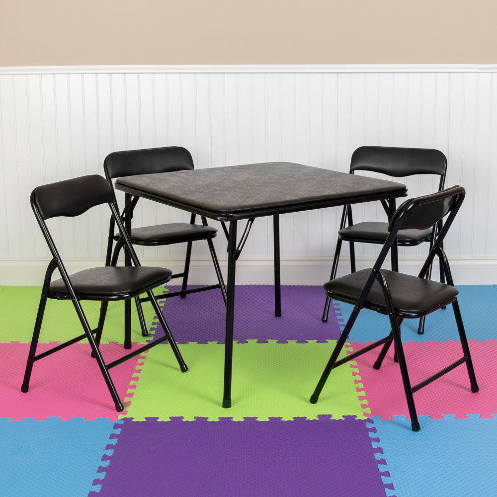 Flash Furniture Kids Colorful Folding Table And 4 Chairs, 20-1/4inH x 24inW x 24inD, Black