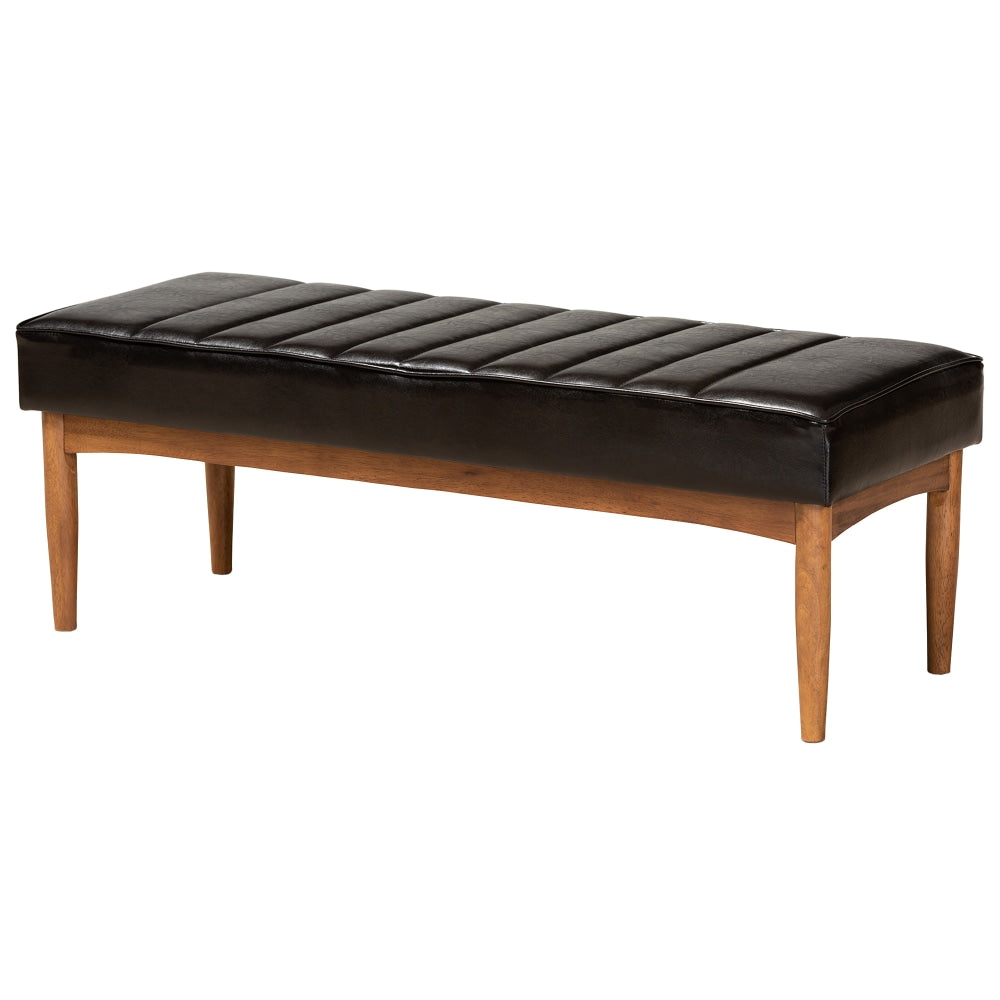 Baxton Studio Daymond Dining Bench, Dark Brown/Walnut Brown
