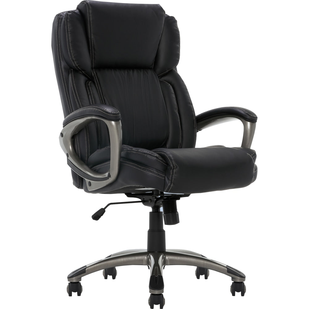 Serta Works Ergonomic Bonded Leather High-Back Office Chair, Midnight Black/Silver