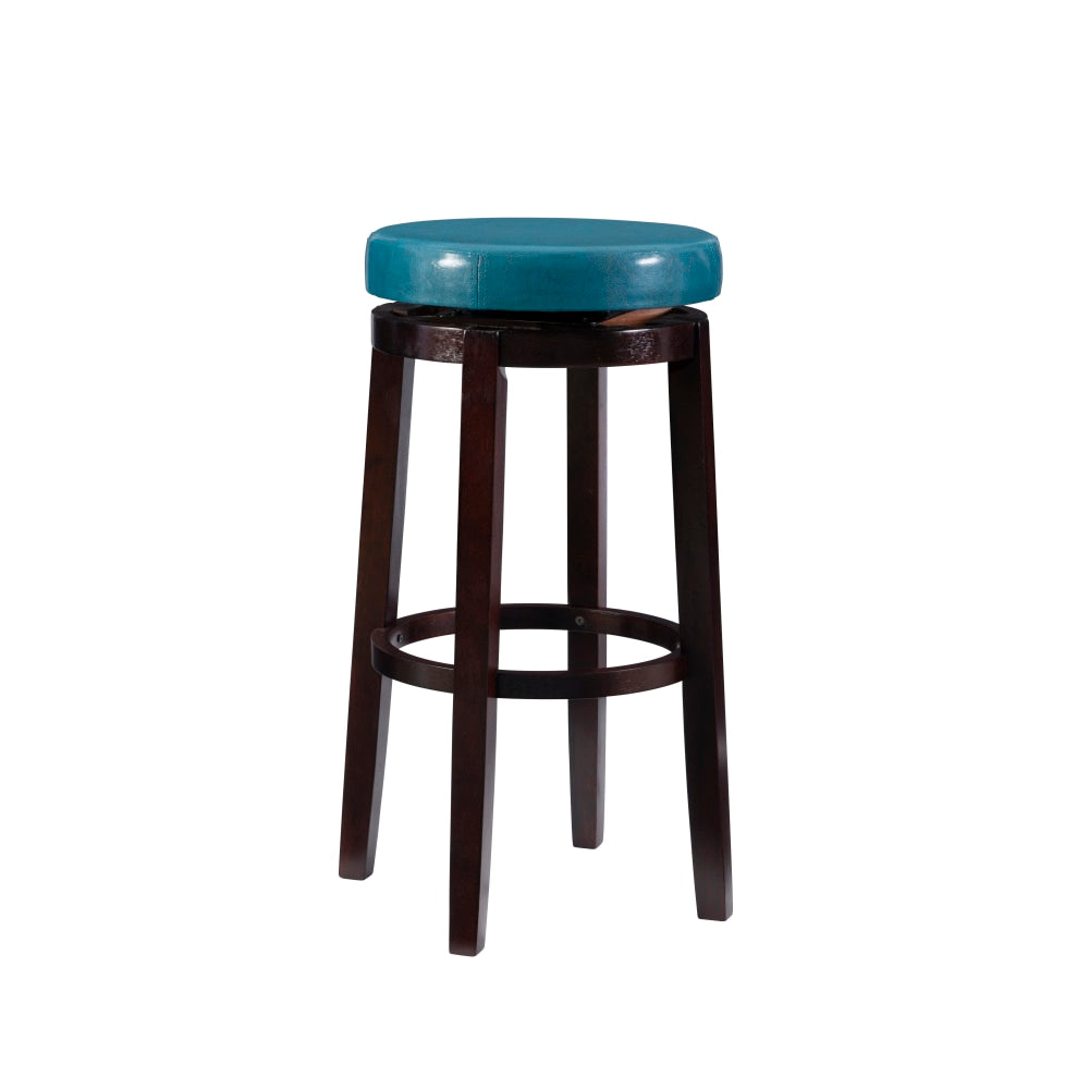 Linon Alice Backless Faux Leather Swivel Bar Stool, Teal/Brown