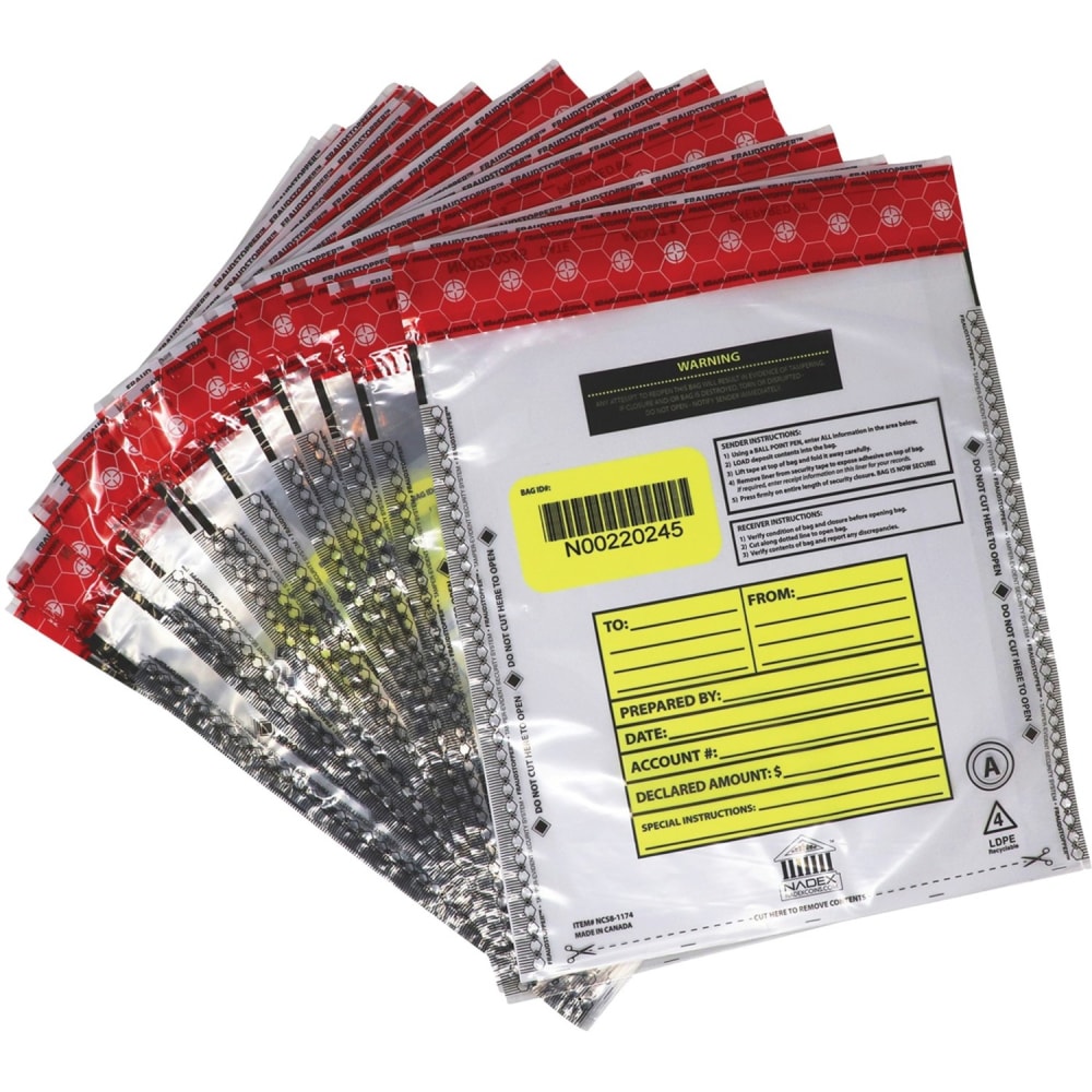 Nadex Coins Deposit Bags, 9x12, Clear, 500 Pack - 9in Width x 12in Length - Clear - Film - 500/Pack - Cash