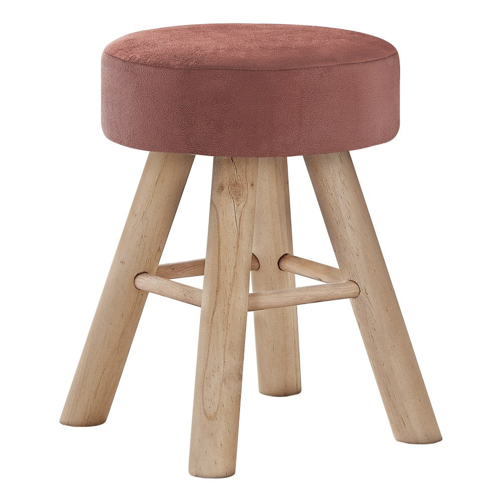 Monarch Specialties Shellie Velvet Ottoman, Dark Pink/Natural