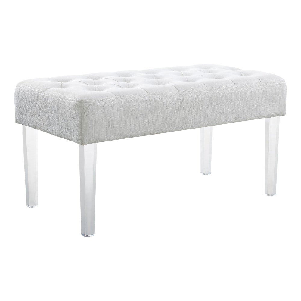Linon Mia Bench, 18inH x 35inW x 17inD, White/Clear