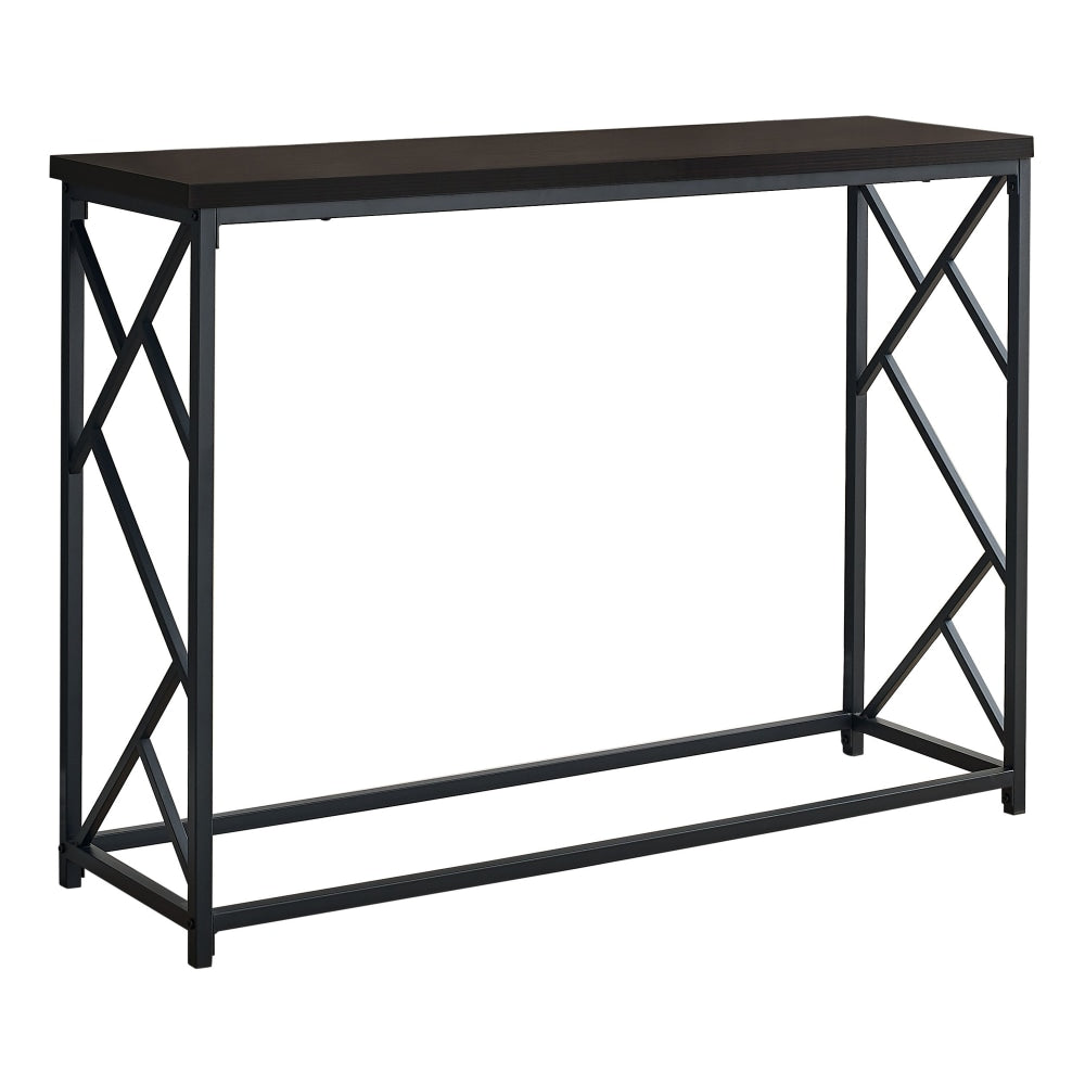 Monarch Specialties Bret Console Accent Table, 32inH x 44inW x 13-3/4in, Espresso/Black