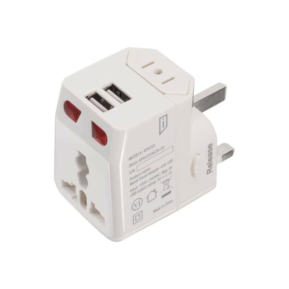 Targus iStore World Travel Adapter With Dual USB Charging Ports, White