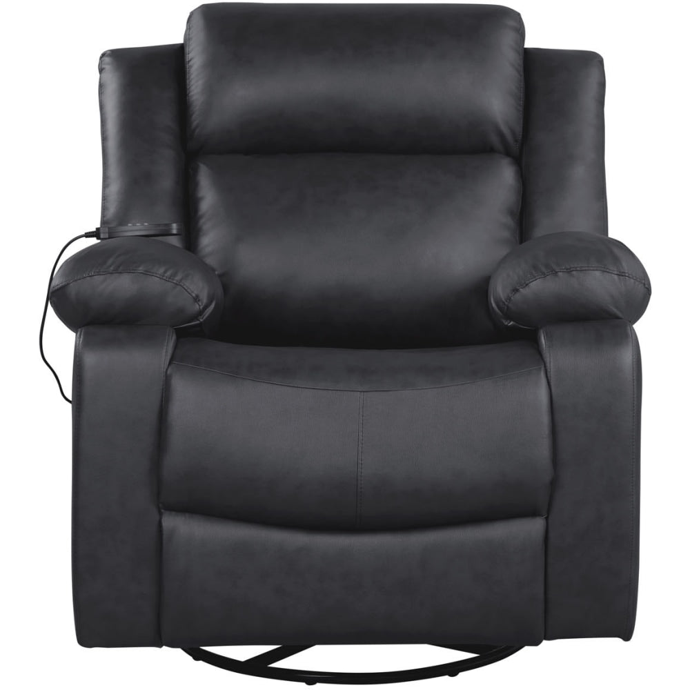 Lifestyle Solutions Relax A Lounger Indya Faux Leather Manual Swivel Recliner, Black