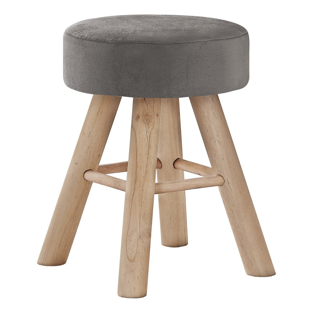 Monarch Specialties Shellie Velvet Ottoman, Gray/Natural