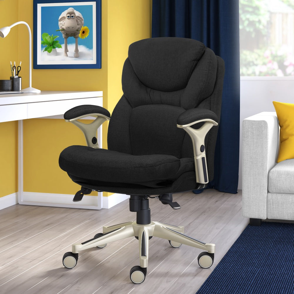 Serta Works Mid-Back Office Chair With Back In Motion Technology, Fabric, Dark Gray/Silver