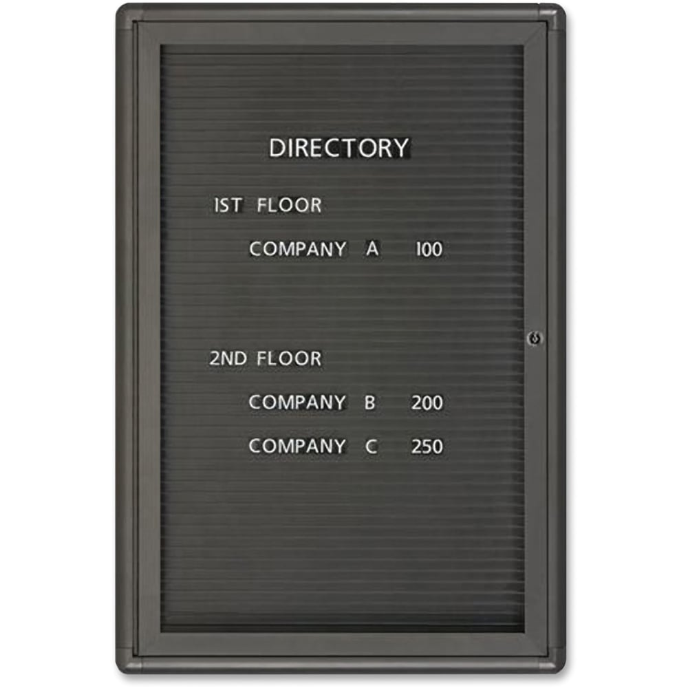 Quartet Radius Enclosed Magnetic Letter Board, 36in x 24in, Aluminum Frame With Graphite Finish