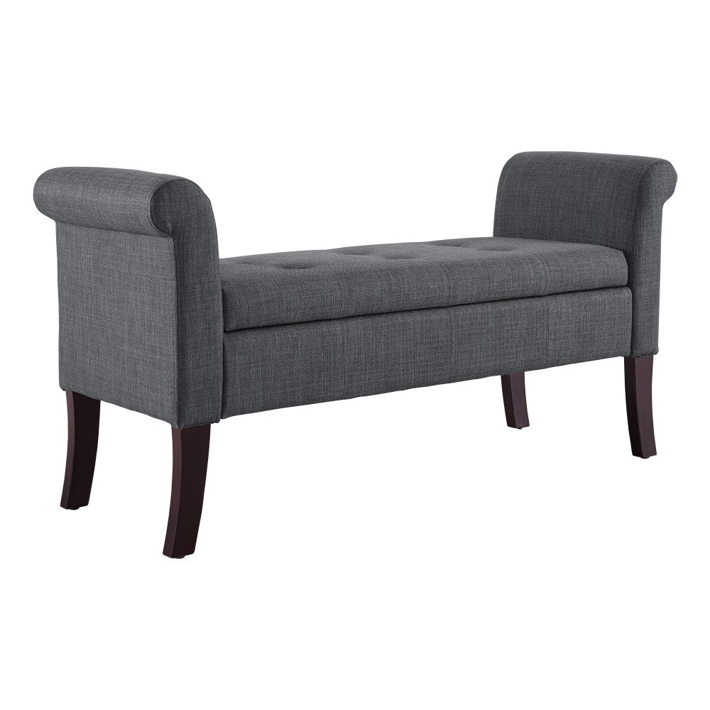 Linon Ellen Lift-Top Storage Bench, 26inH x 52-1/2inW x 18inD, Charcoal/Dark Espresso
