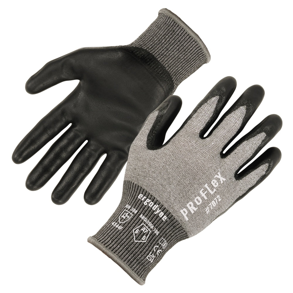 Ergodyne Proflex 7072-12PR Nitrile-Coated Cut-Resistant Gloves, Gray, X-Large, Set Of 12 Pairs