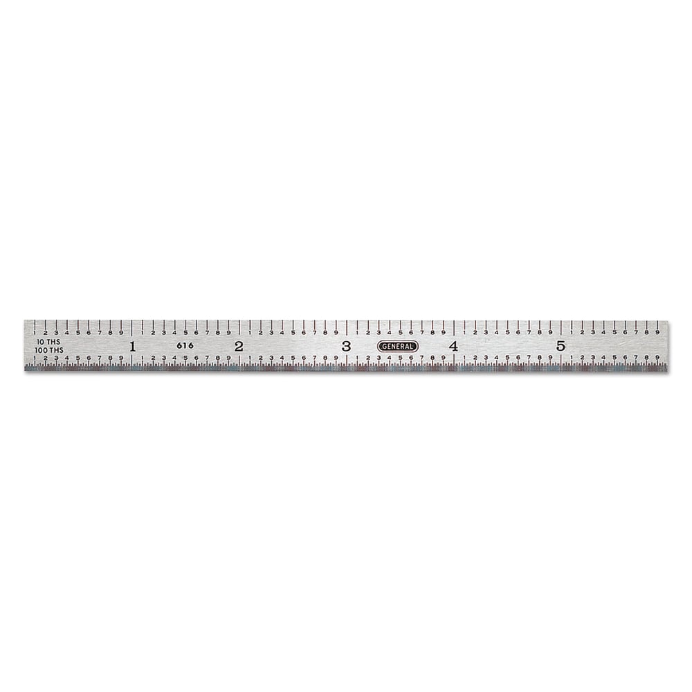 Industrial Steel Rules, 6 in X 15/32 in, Polished Stainless Steel, Rigid