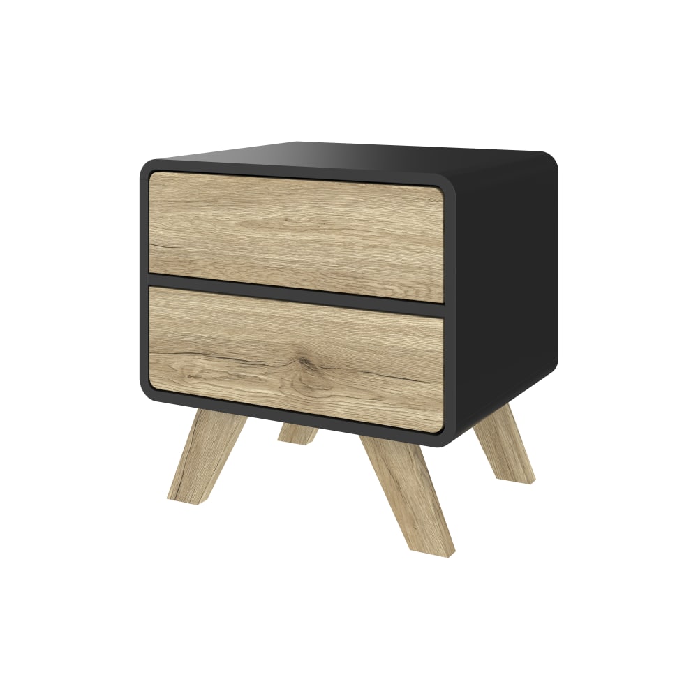 Bestar Alhena End Table, 19-13/16inH x 19-3/4inW x 15-13/16inD, UV Black/Sandy Brown Oak