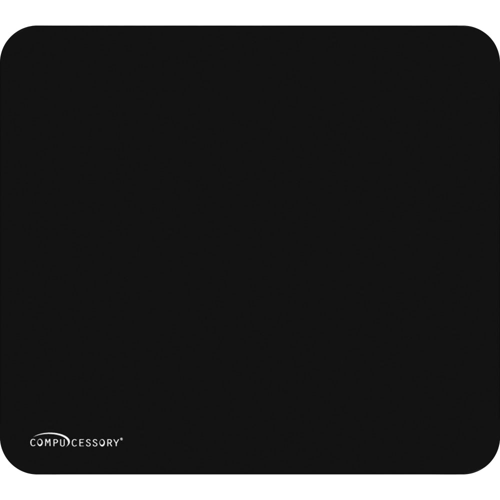 Compucessory Smooth Cloth Nonskid Mouse Pads - 9.50in x 8.50in Dimension - Black - Rubber, Cloth - 1 Pack
