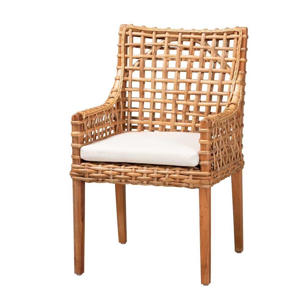 bali & pari Saoka Dining Chair, Natural Brown/White