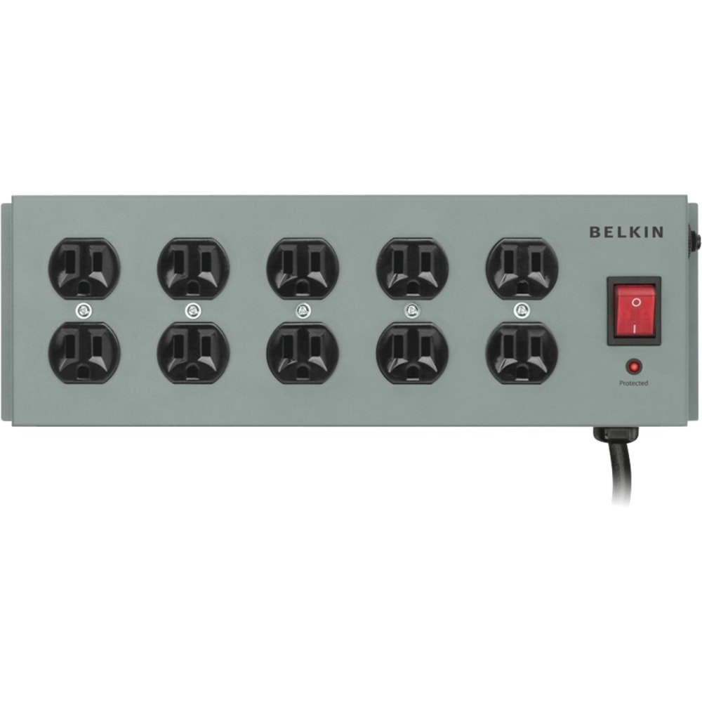 Belkin SurgeMaster F9D1000-15 10-Outlet Metal Surge Protector, 1-1/4', Gray