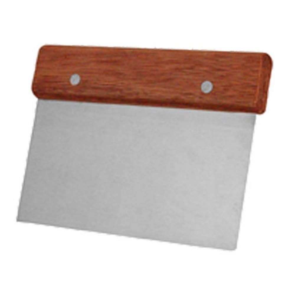 Winco Stainless-Steel/Wood Dough Scraper, 6in, Brown