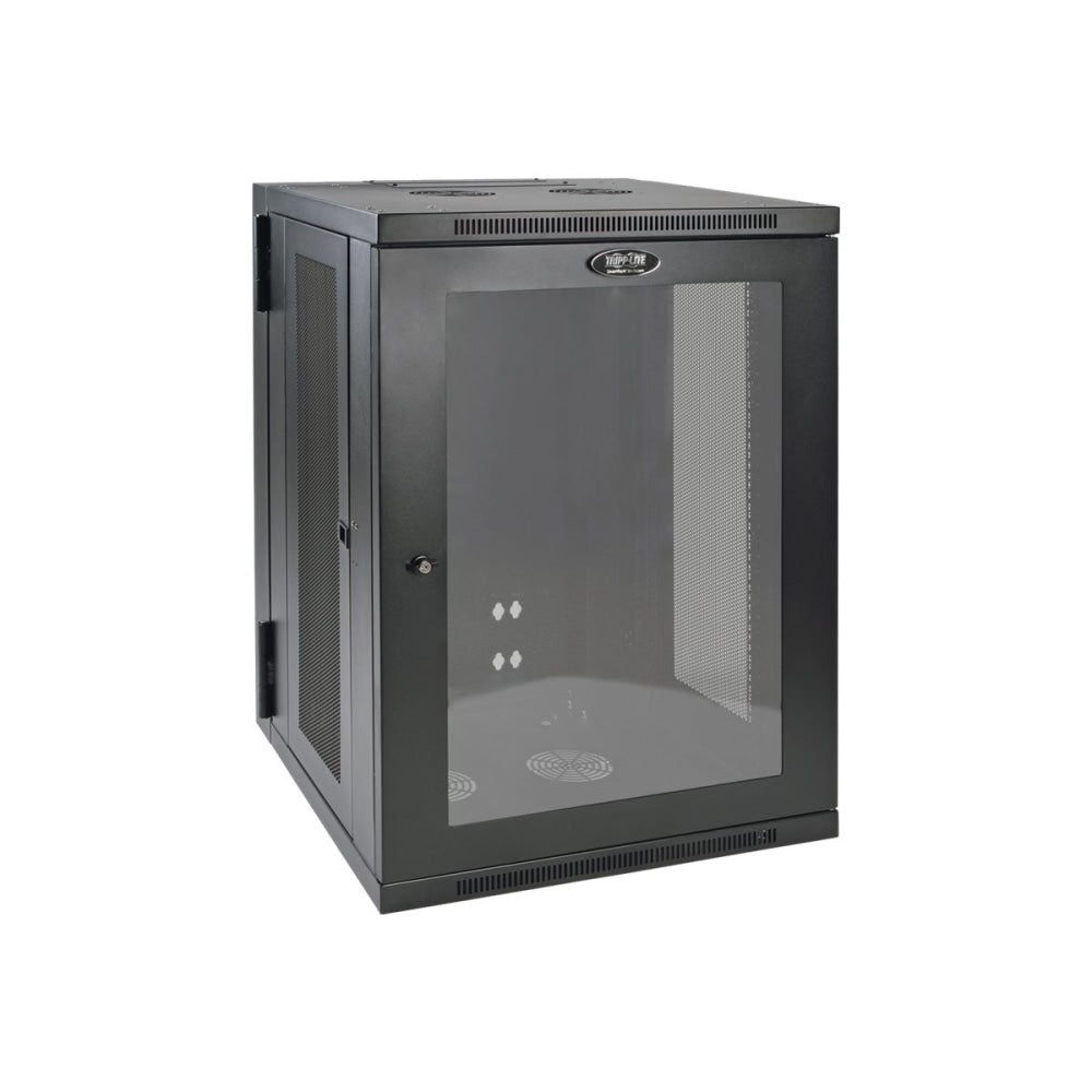 Tripp Lite 18U Wall Mount Rack Enclosure Server Cabinet w Hinged Acrylic Window - For LAN Switch, Patch Panel - 18U Rack Height x 19in Rack Width x 10.42in Rack Depth - Wall Mountable - Black Powder Coat