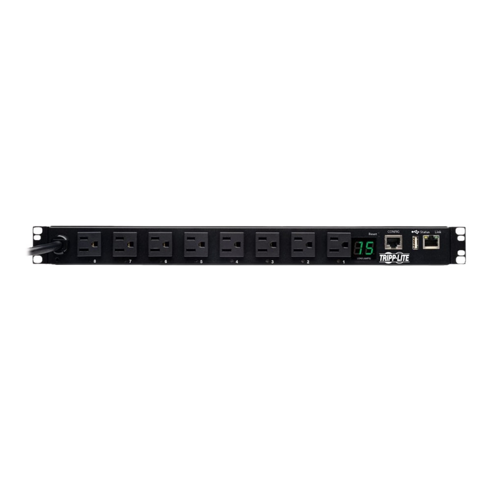 Tripp Lite 1.4kW Single-Phase Switched PDU, LX Platform Interface, 120V Outlets (8 5-15R), NEMA 5-15P, 12 ft. Cord, 1U Rack, TAA - Power distribution unit (rack-mountable) - 15 A - AC 100/120/127 V - 1.52 kW - 1-phase