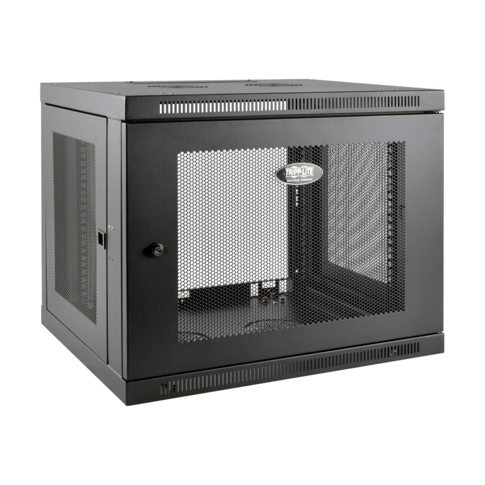 Tripp Lite 9U Wall Mount Rack Enclosure Server Cabinet Low Profile Deep - For LAN Switch, Patch Panel - 9U Rack Height x 19in Rack Width x 20.50in Rack Depth - Wall Mountable - Black - 200 lb Maximum Weight Capacity