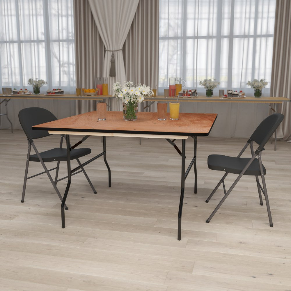 Flash Furniture Square Folding Banquet Table, 30-1/8inH x 48inW x 48inD, Natural/Black