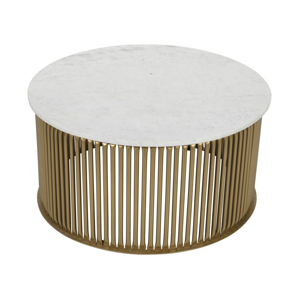 Coast to Coast Lee Coffee Table, 18inH x 36inW x 36inD, Bella White/Goldtone