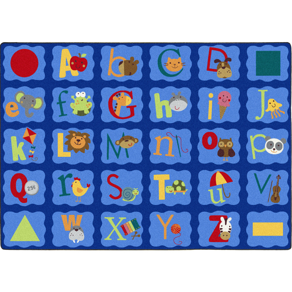 Joy Carpets Kid Essentials Rectangular Area Rug, Alphabet Blues, 7-2/3ft x 10-3/4ft, Multicolor