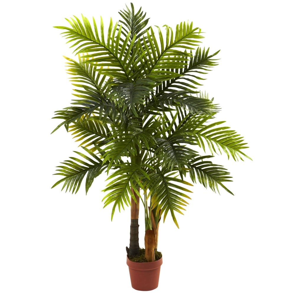 Nearly Natural Real Touch 4ftH Artificial Areca Palm Tree With Pot, Green/Brown