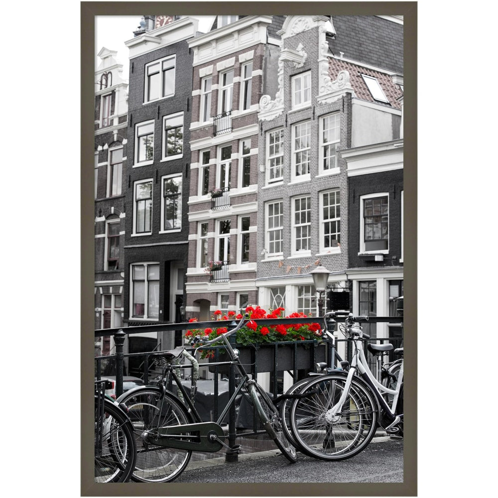 Amanti Art Wood Picture Frame, 31in x 21in, Matted For 20in x 30in, Svelte Clay Gray