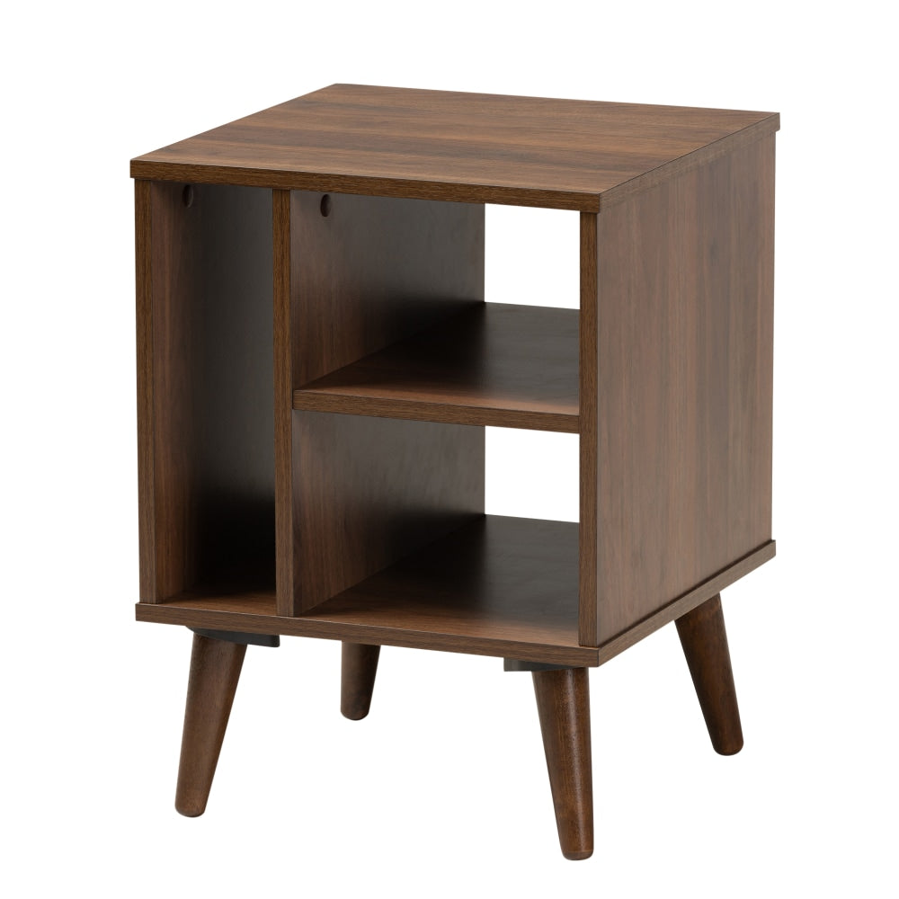 Baxton Studio Mid-Century Modern End Table, 20-1/2inH x 15-1/2inW x 15-1/2inD, Walnut