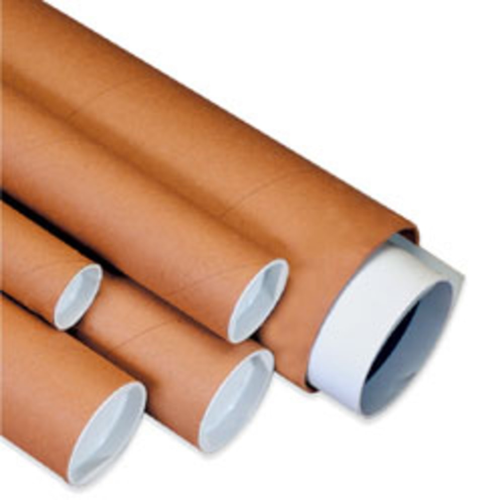 Partners Brand Kraft Mailing Tubes With Plastic Endcaps, 2in x 48in, Pack Of 50
