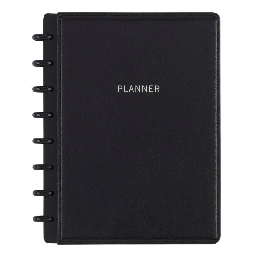 TUL Discbound Monthly Planner Starter Set, Undated, Junior Size, Leather Cover, Black