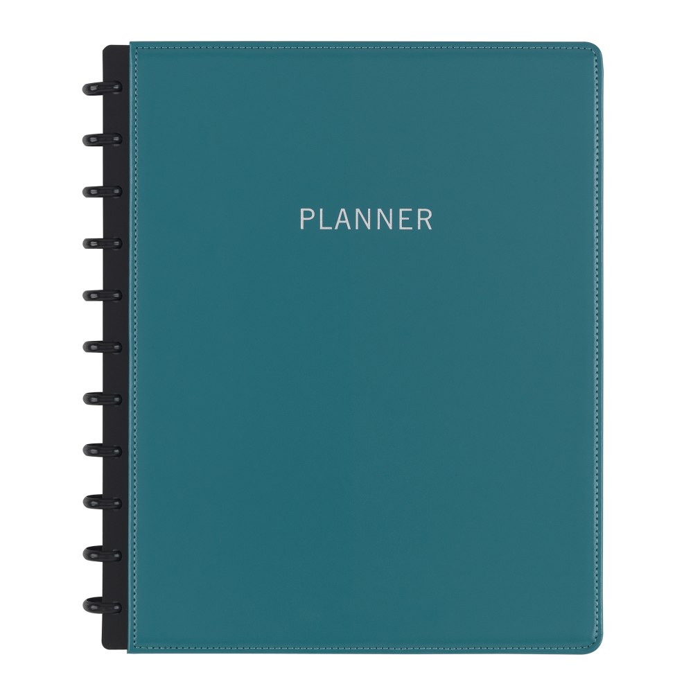 TUL Discbound Monthly Planner Starter Set, Undated, Letter Size, Leather Cover, Teal