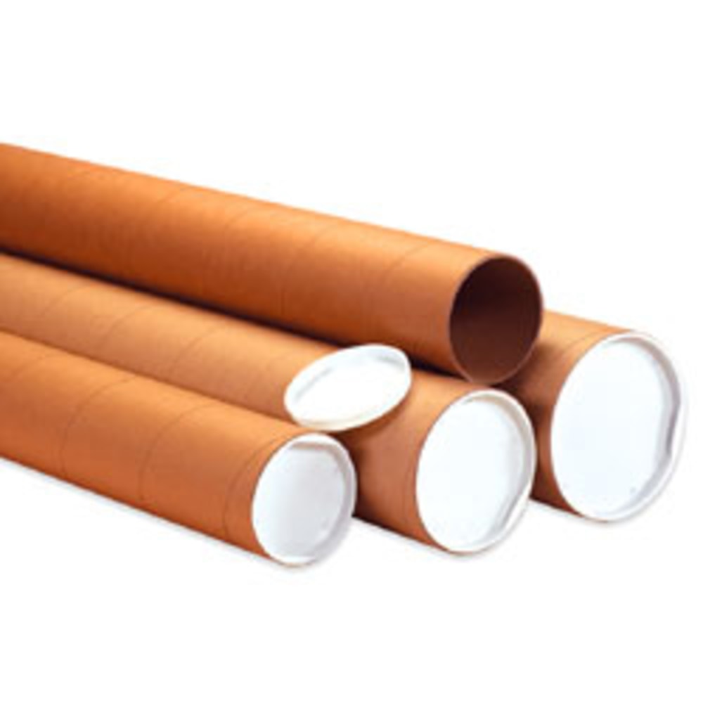 Partners Brand Heavy-Duty Kraft Mailing Tubes, 4in x 36in, 80% Recycled, Kraft, Pack Of 12