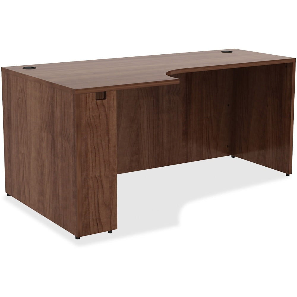Lorell Essentials 66inW Left Corner Computer Desk Credenza, Walnut