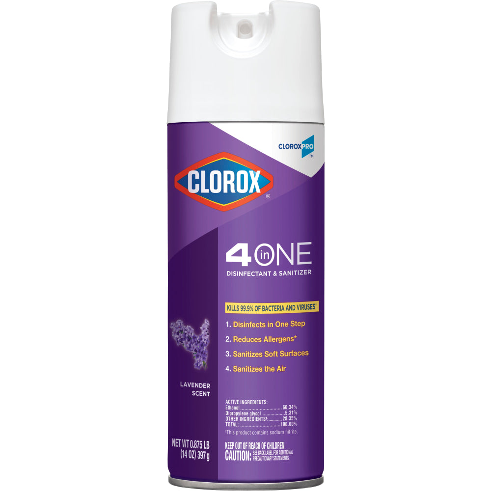 CloroxPro Clorox 4 in One Disinfectant & Sanitizer, Lavender, 14 Ounce Canister (32512) (Package May Vary)