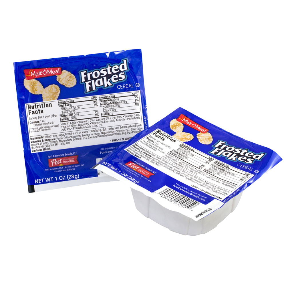 Malt-O-Meal Frosted Flakes Cereal Bowls, 1 Oz, Pack Of 96 Boxes