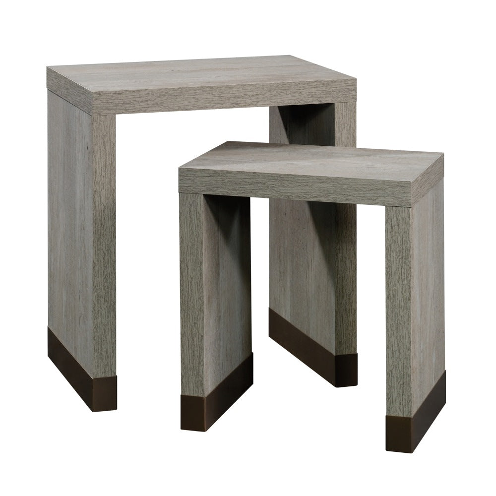 Sauder Manhattan Gate Nesting Tables, 23-7/8inH x 21inW x 14-13/16inD, Mystic Oak, Set Of 2 Tables