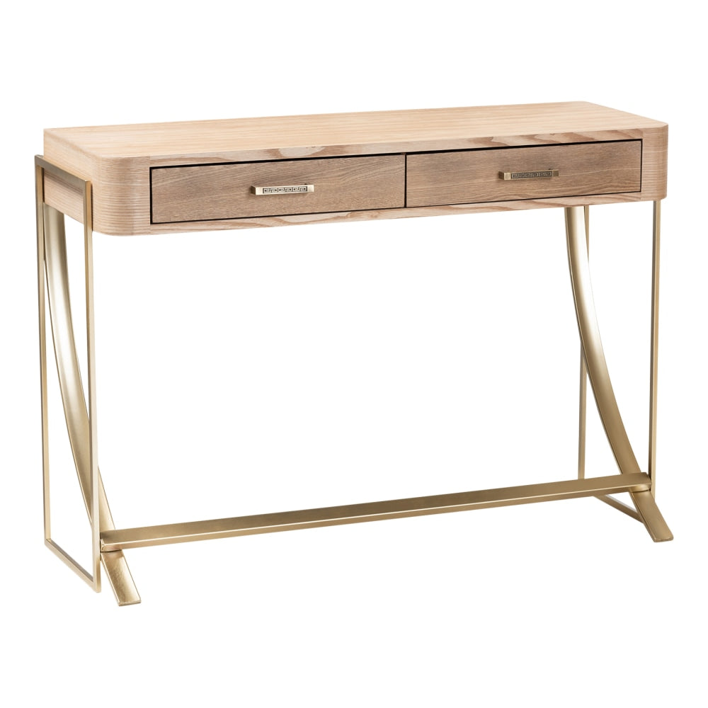 Baxton Studio Contemporary Console Table, 29-1/2inH x 42-1/2inW x 16-1/8inD, Gold/Natural