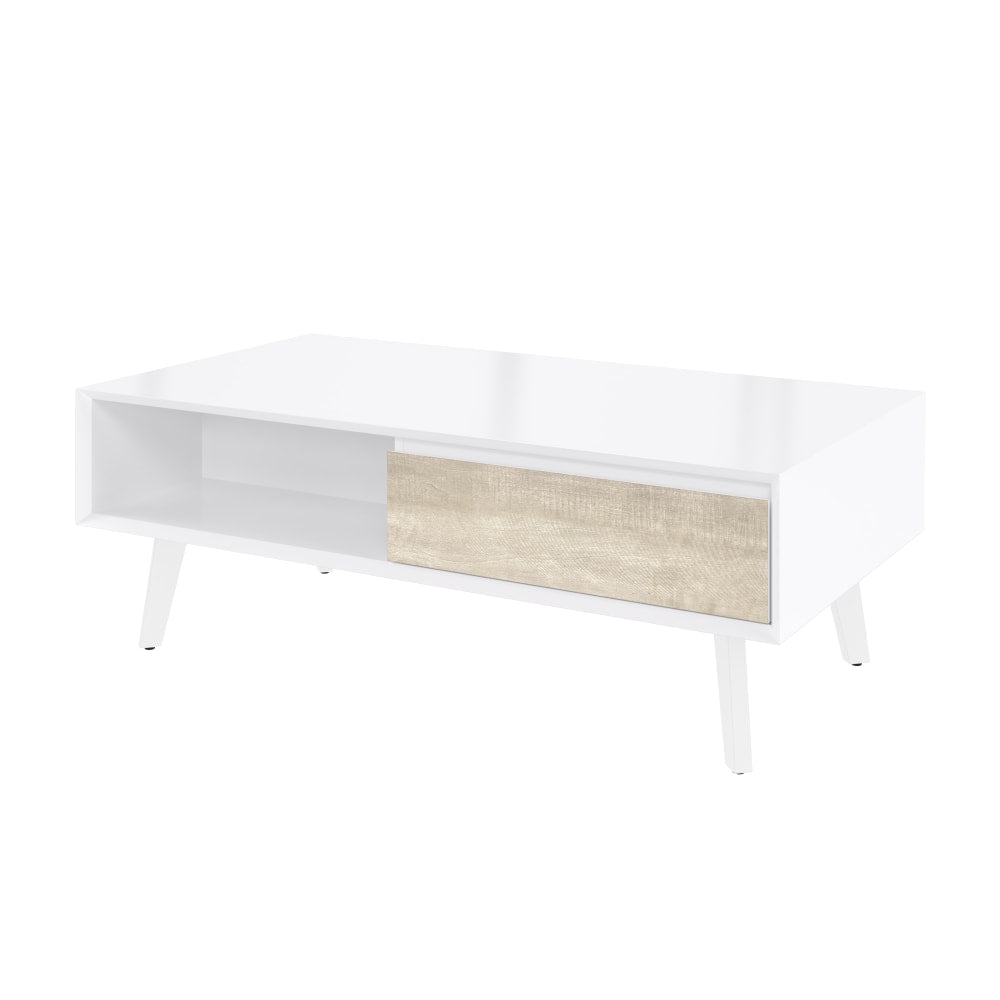 Bestar Adara Coffee Table, 16-5/8inH x 47-1/4inW x 25-5/8inD, UV White/Mountain Ash Gray