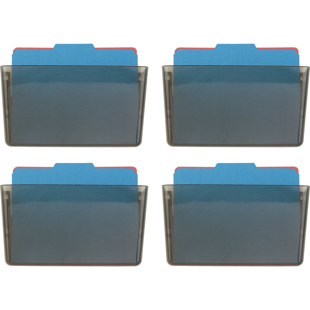 OIC Wall Mountable Plastic Space-Saving Files, 7in x 13in x 4.1in, Smoke, Carton Of 4