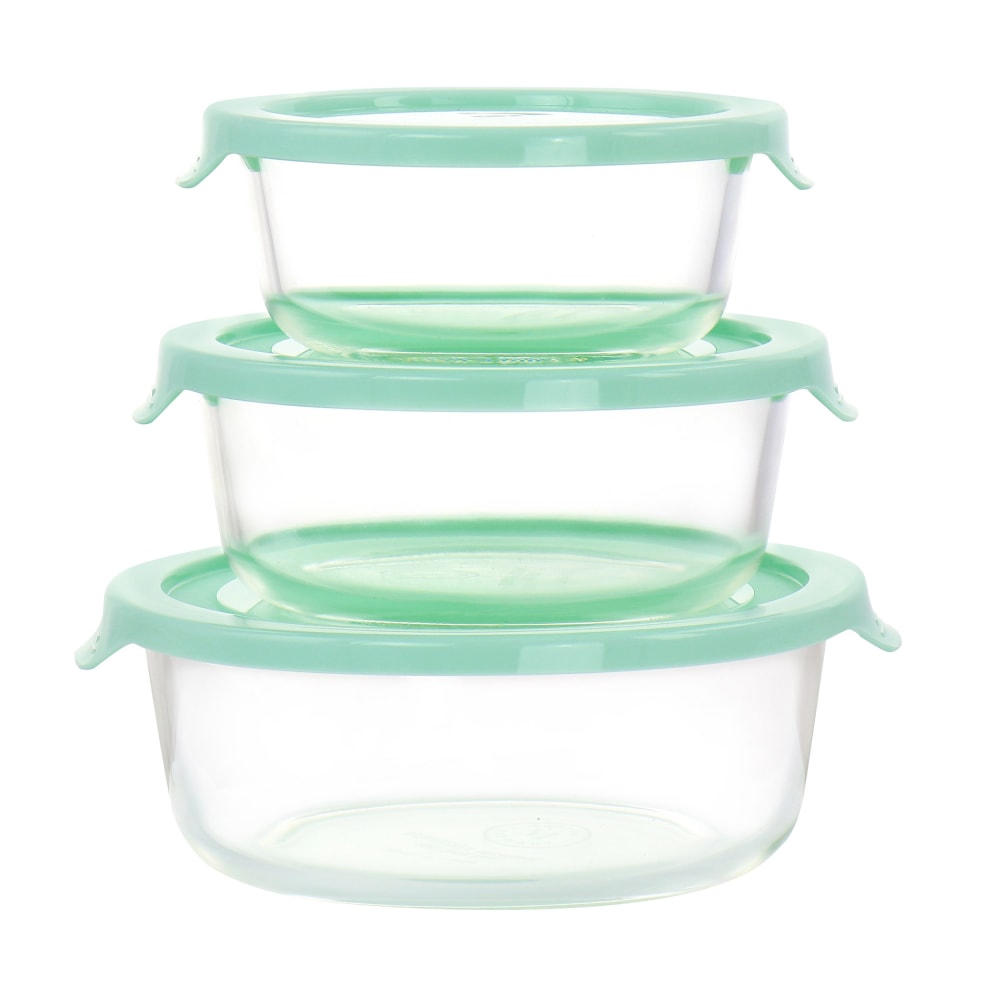 Martha Stewart Glass Storage Container And Lid Set, Mint, Set Of 6 Pieces