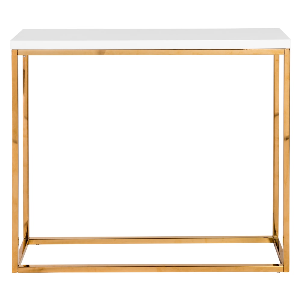 Eurostyle Teresa Console Table, 29-7/8inH x 35-2/5inW x 9-7/8inD, High Gloss Gold/High Gloss White