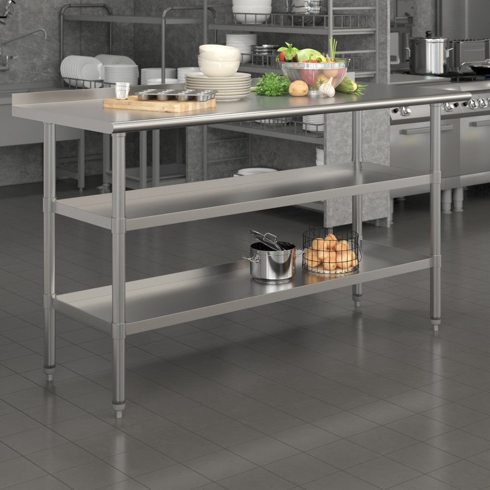 Flash Furniture Stainless Steel Work Table, 36inH x 60inW x 24inD, Silver