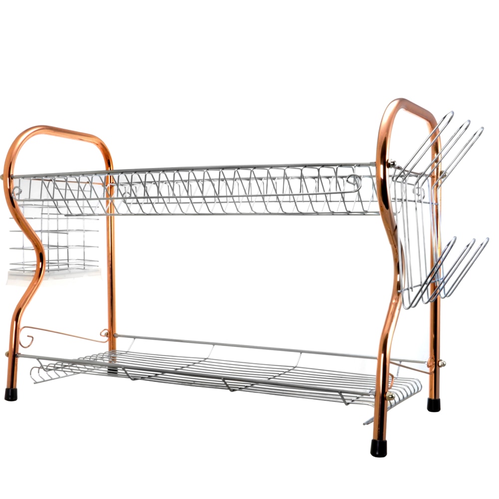 Better Chef 2-Tier Chrome-Plated Dish Rack, 11inH x 15inW x 25inD, Copper