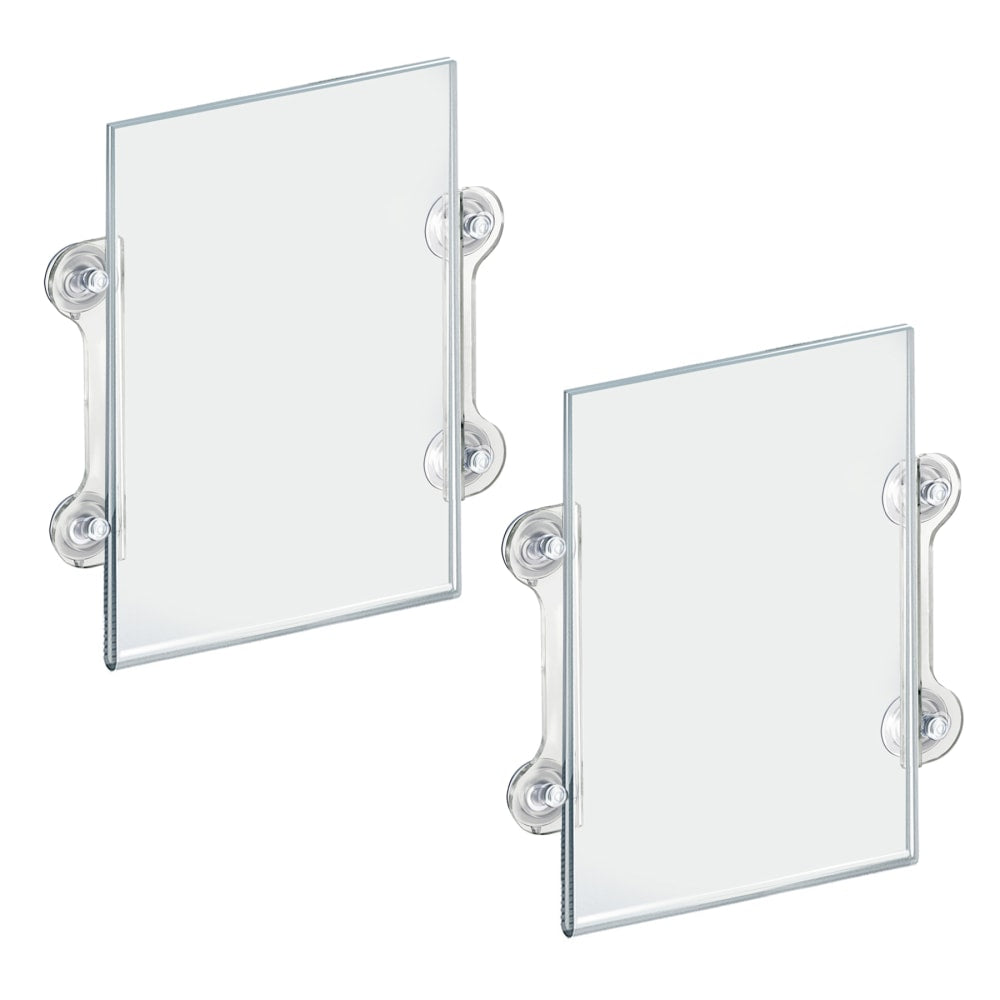Azar Displays Clear Acrylic Window/Door Sign Holder Frame with Suction Cups, 8.5inW x 14inH, Clear, Pack Of 2